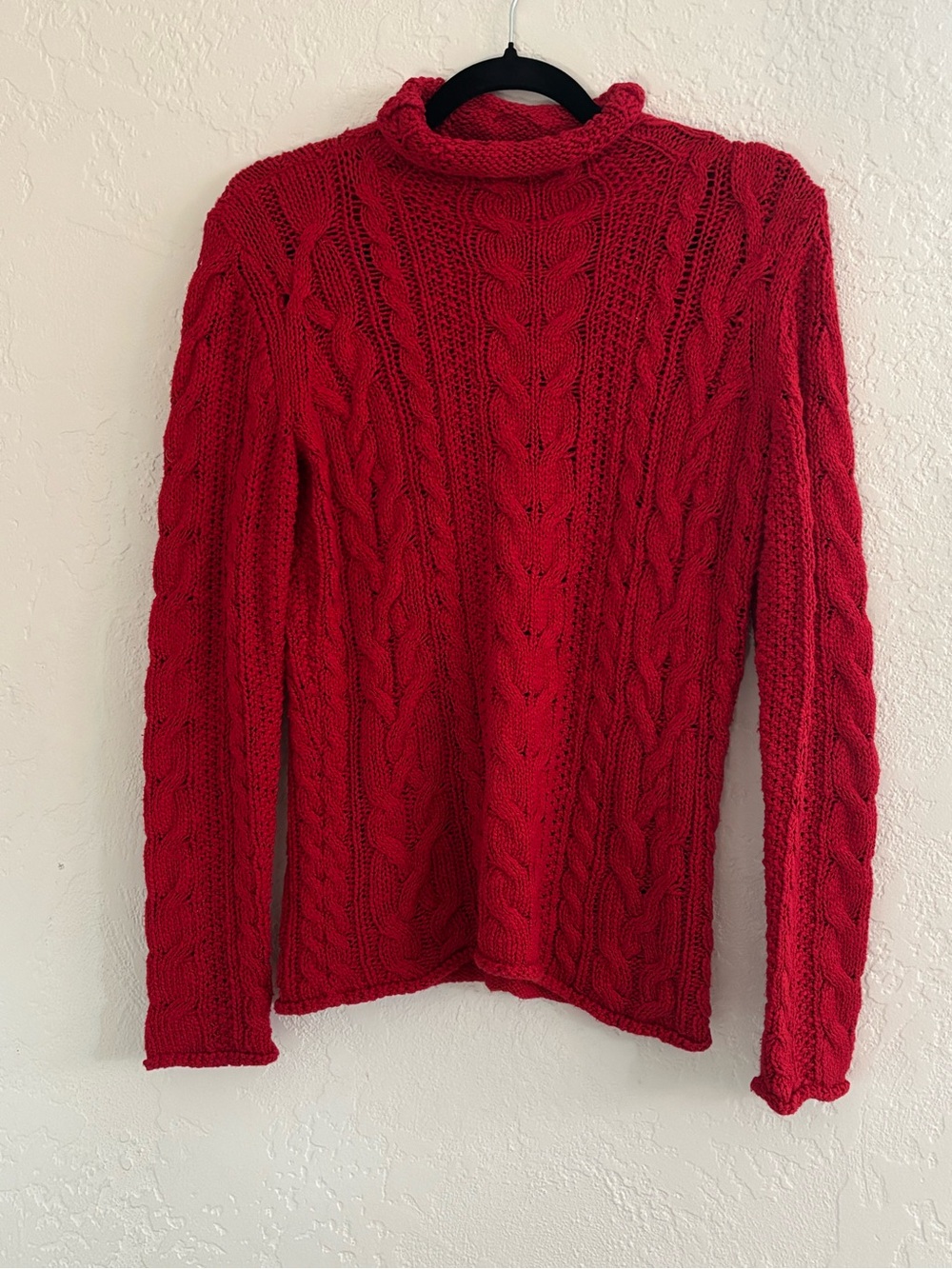 Lauren Ralph Lauren Red Cable-Knit Turtleneck Sweater